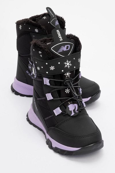Ccway Παιδικά Velcro Snow Boots Μαύρο Λιλά
