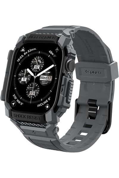 Spigen Rugged Armor Pro designed for Apple Watch Series 10 (46mm) Case with Band - Dark Gray