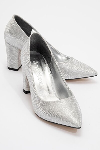 Ccway حذاء نسائي ذو كعب ستيليتو فضي اللون