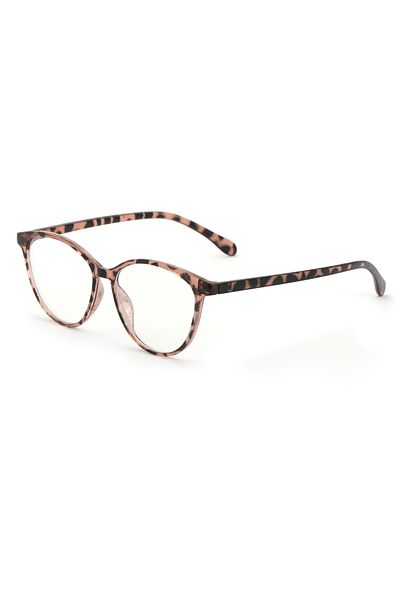 Angel Eyes Minimalist Design Thin Rimmed Leopard Blue Light Protection Round Glasses