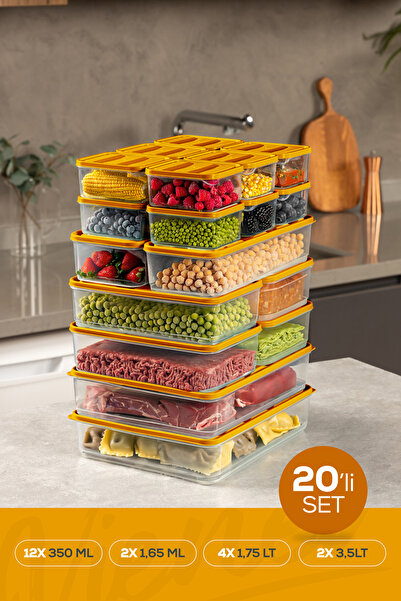 woodhub Turuncu buzluk düzenleyici ve saklama kabı seti, çeşitli boyutlarda 2...