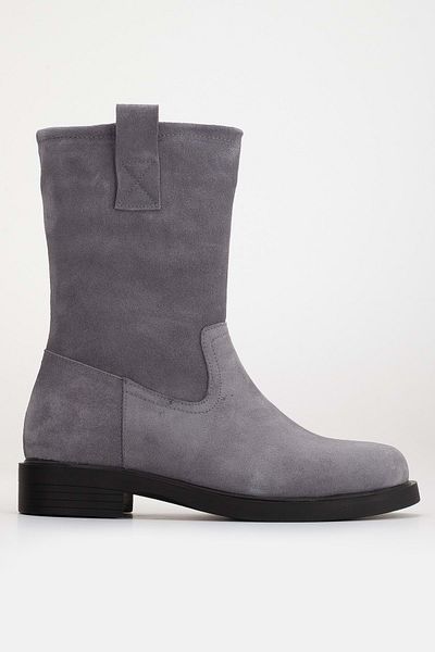 ANALİN SHOES Γκρι Suede Γνήσιο Δερμάτινο Γυναικείο Μποτάκι