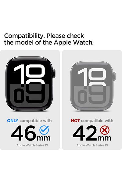 Spigen Rugged Armor for Apple Watch Series 10 (46mm) case cover (2024) Durable TPU - Matte Black