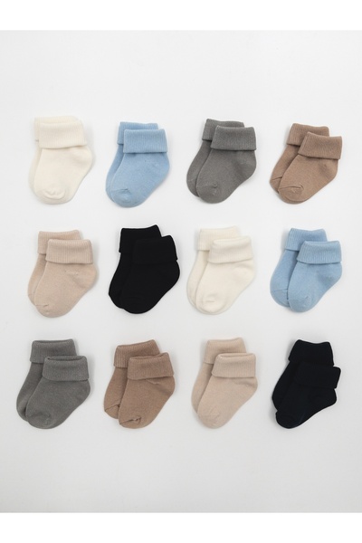 KARAMİLA 12'li Doğal Bambu Bebek Çorap / Yenidoğan Bebek Çorap