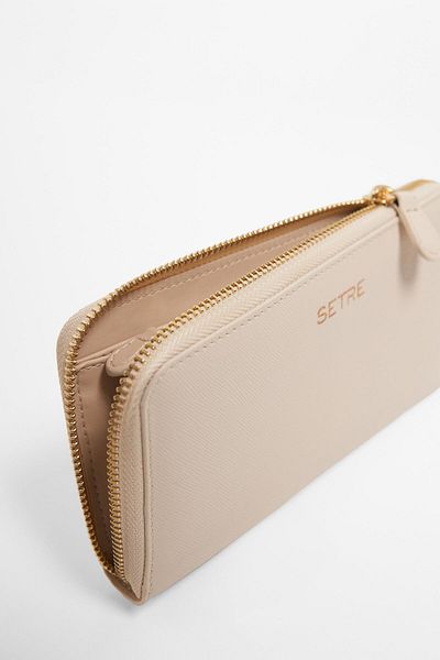 Setre Beige Patterned Zippered Portfolio Bag