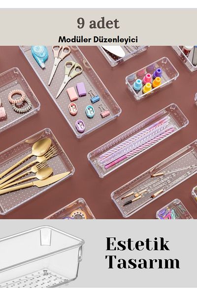 Flash Bazaar 9-piece Transparent Organizer - In-cabinet Organizer for Cosmetics Jewelry and Makeup Effect