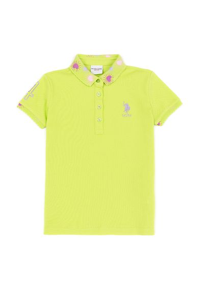 U.S. Polo Assn. Тениска за момичета в цвят шамфъстък