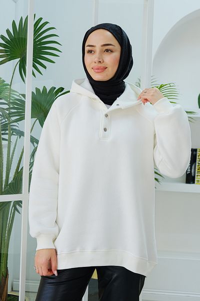 LOCCO Women's White Hooded Sweat