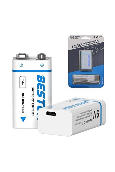 Genel Markalar 9VC-10CV Usb Type-C Şarjlı Pil 9V 3700 Mah Li-İon