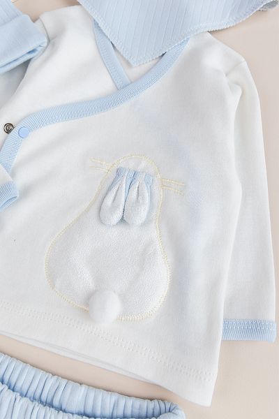 Babymod 8-Piece Baby Boy Hospital Release Newborn Baby Set with Rabbit Figure