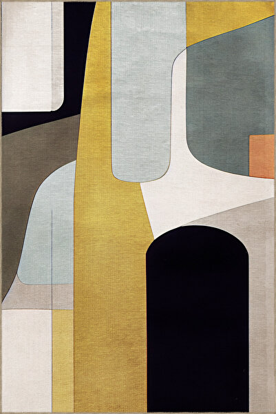 Rugs Modern Halı Berlin207 Sarı Bej Temalı Çok Renkli Karma Desenli Kreatif M...