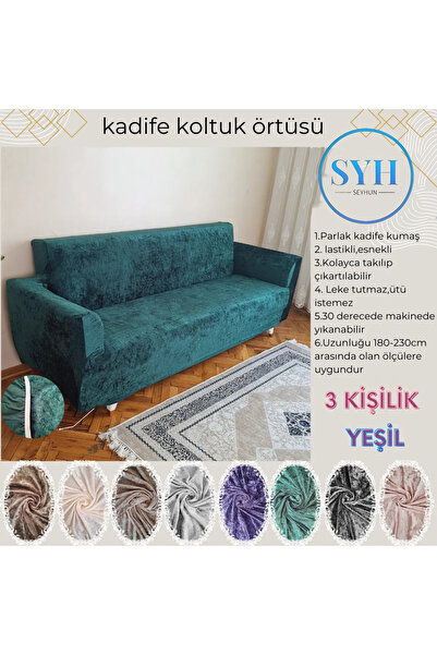 seyhun Kadife 3 kişilik koltuk örtüsü Lastikli Kanepe Örtüsü | Lastikli Koltu...