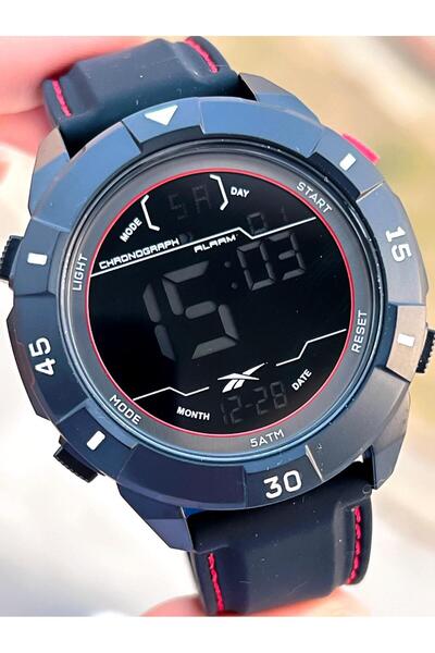Reebok Silicone Cord 50 Mt Water Resistant Digital Serial Large Case Sports Men's Wristwatch Rv.Pbıg-Bg02