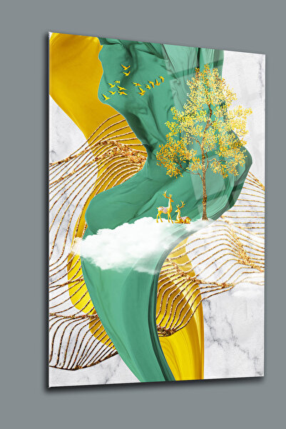 glassartdesign Arbori și cerburi Pictură pe sticlă irezistibilă Pictură abstractă Pictură modernă Pictură surrealistă Pictură pentru salon