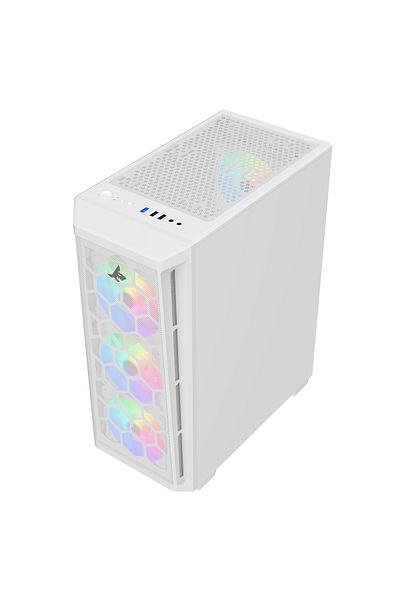 SHARX Case (R-200W) RAZORFIN ARGB ATX,4x120mm Fans,Glass Panel,Type C Dongle,USB 3.0/2.0,Power/Reset