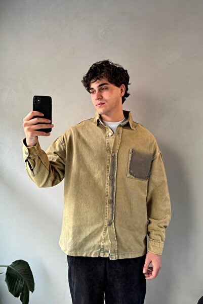 Flaw Wear Μπουφάν με κουμπιά χακί με λεπτομέρεια τσέπης