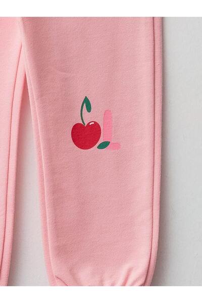 LC Waikiki LCW baby Pembe Beli Lastikli Baskılı Kız Bebek Jogger Eşofman Alt