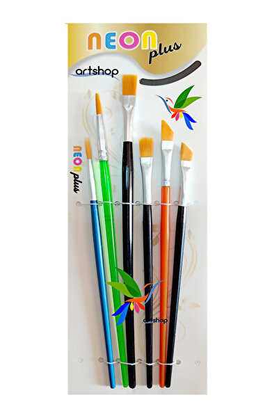 NEON PLUS 6 Lı Sanatsal Resim Fırçası Set Akrilik, Yağlı, Sulu, Guaj Boya, Tuval, Ahşap, Metal, Cam Boyama