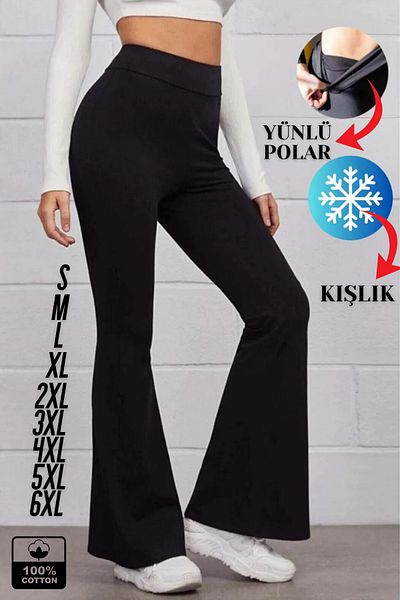 Zec Style Flared Leg Winter High Waist Leggings High Waist Leggings Woolen