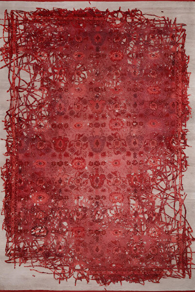 Rugs Modern Halı Berlin Kırmızı Geleneksel Motif Sarmaşık Soyut Desenli Vinta...