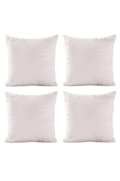 Bumedo طقم غطاء وسادة مزخرف 4 قطع - 42 × 42 سم - كريمي