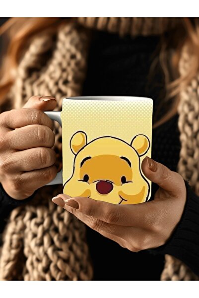 Evion Winnie the Pooh - Kaplan Tigger - İyor - Baskılı 3D Tasarım Porselen Kupa