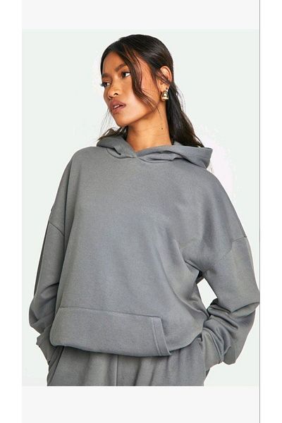 FUNSTYLE Winter Women's Anthracite Kangaroo Pocket Hooded Sweatshirt