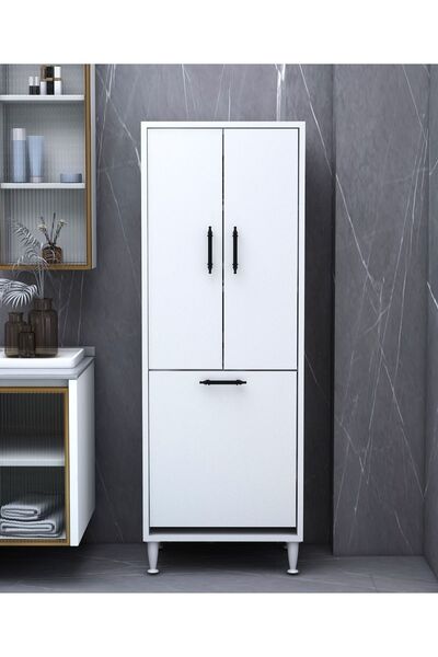 Dzdizayn Orkide Kirli Çamaşır Sepetli 2 Kapaklı Çok Amaçlı Dolap