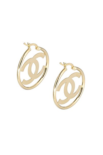 Altın Nesil Chanel Model Modern Büyük Halka Altın Küpe