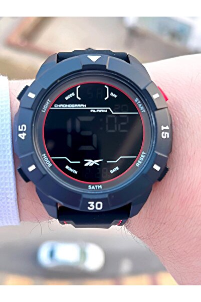 Reebok Silicone Cord 50 Mt Water Resistant Digital Serial Large Case Sports Men's Wristwatch Rv.Pbıg-Bg02