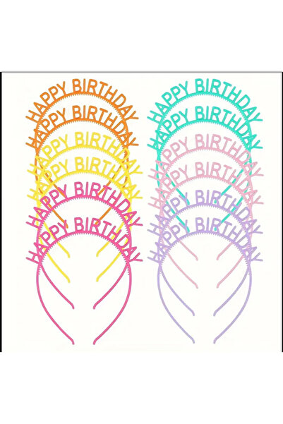 Çemrek Süs Parti 5 кольорових пластикових корон для дня народження - Happy Birthday