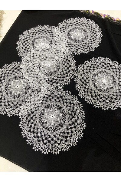 Çt Çeyizci Tekstil Ekru El İşi İğne Oyası  6 Parça Yatak Odası Takımı