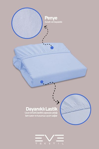 Eve Tekstil Fitted High Quality Combed Cotton Fabric Single Fitted Sheet