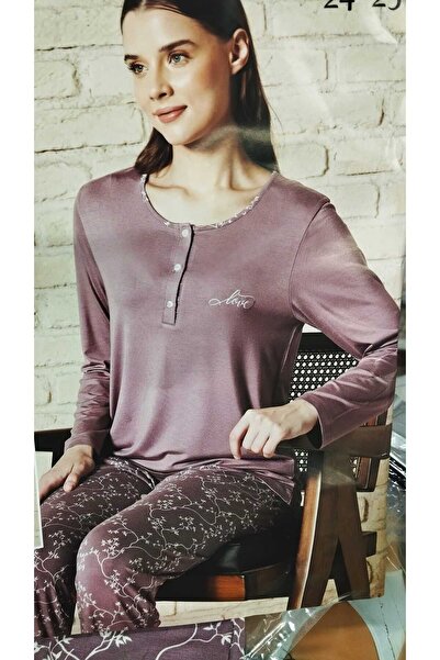 Pijadore yumuşak 3 düğmeli büyük beden pijama  takımı
