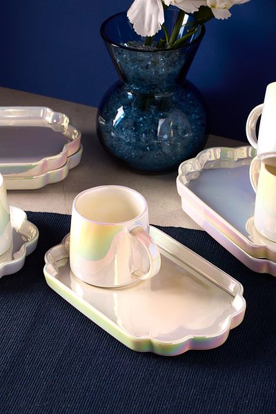 Perotti Pearl Porcelain Luster Coffee Cup Set for 6 People