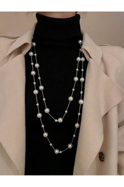 Shiklik MODA قلادة نسائية بسلسلة من اللؤلؤ لتعزيز أناقتك