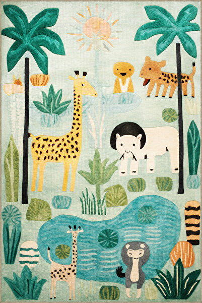 Rugs Modern Halı Συλλογή Dido 2 Παιδικό χαλί με θέμα καμηλοπάρδαλη και μοτίβο...