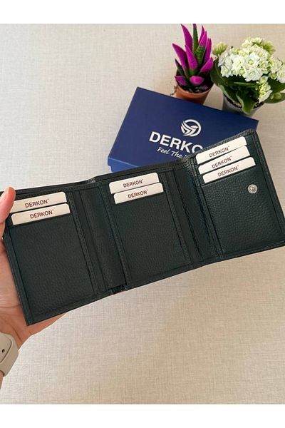 DERKON Misha Model Khaki Green - Genuine Leather, Loose Card Holder Wallet
