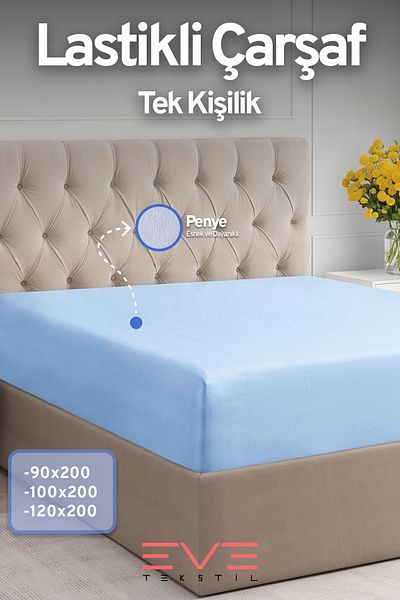 Eve Tekstil Fitted High Quality Combed Cotton Fabric Single Fitted Sheet