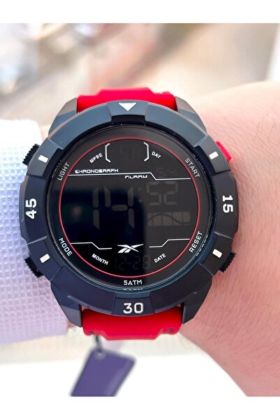 Reebok Silikon Kordon 50 Mt Suya Dayanıklı Dijital Seri Büyük Kasa Spor Erkek Kol Saati Rv.pbıg-bg03