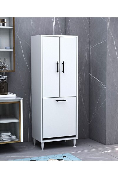 Dzdizayn Orkide Kirli Çamaşır Sepetli 2 Kapaklı Çok Amaçlı Dolap