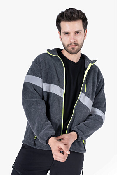 OWL Neon Sarı Fermuarlı Reflektörlü Polar