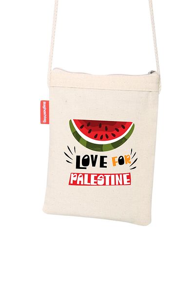 Zaytoon "LOVE FOR PALESTINE" Digital Printed - Half Watermelon Traditional Palestine Hanging Canvas Cloth Zipped