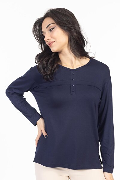 Mutlu City Bluză din bumbac pieptănat pentru mamă din Lycra cu model simplu d...