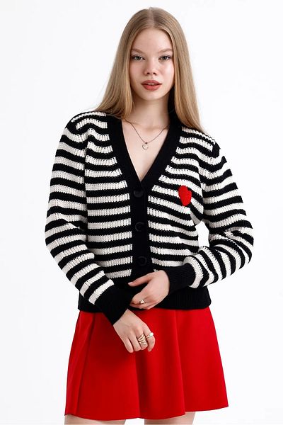 İKLİM LİFE Striped Heart Cardigan