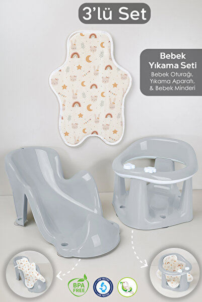 Meleni Baby 3'lü Set - Vakumlu Bebek Yıkama Aparatı, Vakumlu Destekli Banyo O...