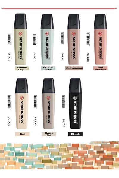 Stabilo BOSS ORIGINAL Nature COLORS - Fosforlu Kalem - 7'li Paket - Yeni Renkler