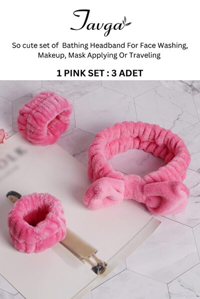 TAVGA 3'lü Cotton Travel Saç ve Bilek Bandı Seti  (Maske-Makyaj- El ve Yüz Yı...
