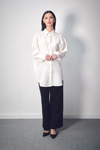 Fulla Moda Basic Oversize Linen Shirt