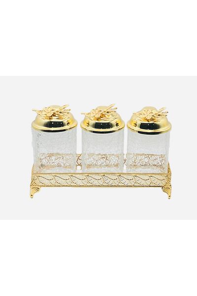 İnter Japanese Rose 3-Piece Cut-Up Glass January Set